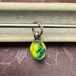 Trollbeads faceted green with yellow flower like new dangle!